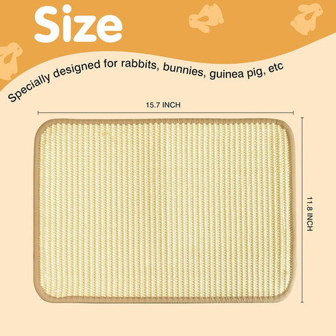 2-in-1 (2PCS, 16x12in) Rabbit Toys & Bunny Mat, Natural Sisal Nesting Pad Scratching Pad for Indoor Cage, Bedding Mat