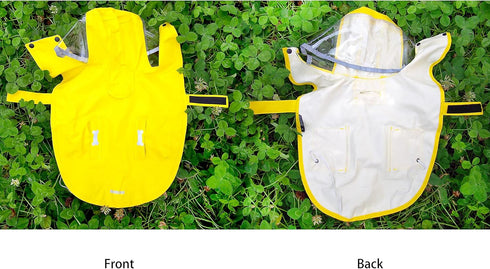 Dog Waterproof Raincoat with Poncho Hoodie, High Reflective Adjustable Yellow Pet Rain Jacket for Small Medium and