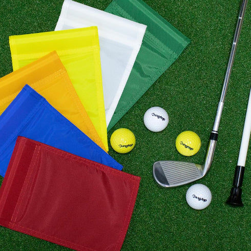 KINGTOP Solid Golf Flag, 8x6 Inch - 420D Nylon, Mini Putting Green Flags for Backyard Practice