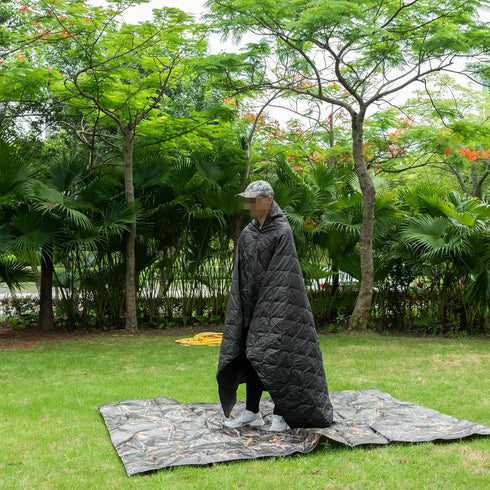 Poncho Liner Military Insulation Blanket - Camo with Compression Carry Bag for Outdoors Hiking Gear