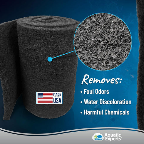 Aquarium Carbon Pad - Cut to Fit Carbon Infused Filter Pad Media for Crystal Clear Fish Tanks (18" x 36")