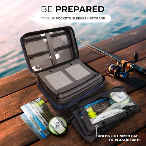 Reaction Tackle Deluxe Bait Binder - Salt Water Resistant with 4 Single & 2 Double Pocket Sleeves for Bait Storage