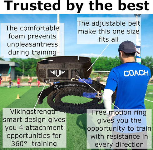 Vikingstrength 360° Resistance Running Training Bungee Band for Speed, Agility, and Strength - Gym Equipment