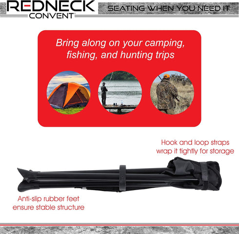 3 Backpacking Redneck Convent RC Folding Camping Stool Tripod Compact Hunting Chair - Portable Legged Stool Ultralight