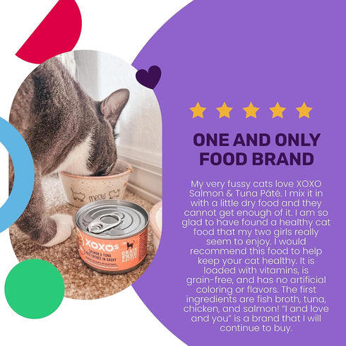 I and love and you XOXOs Wet Cat Food - Salmon + Tuna Pâté - Grain Free, Filler Free - 3oz Pack of 24 Cans