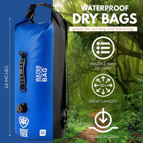Waterproof Dry Bag, Dry Sack with Clipped Roll Top, Keep Gear Safe & Dry for Camping, Boating, Kayaking