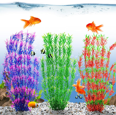 MyLifeUNIT 21 Inches Tall Plastic Aquarium Plants for Fish Tank Decorations and Aquarium Decor (Green)
