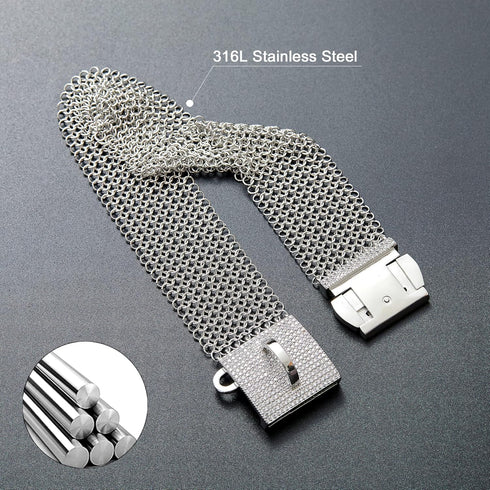 Dog Chain Collar Necklace, 18K White Gold Plated Stainless Steel with Bling Bling CZ Design, 30MM (Silver, 24")