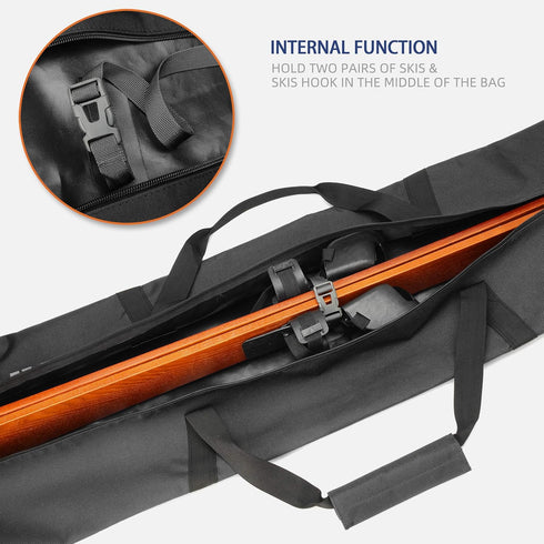 Ski Bag - Store & Transport Skis Up to 215 cm, Poles & Extras, Waterproof for Men, Women, Youth