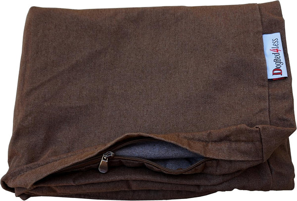 Dogbed4less Replacement Cover for 55X37X4 Inches Brown Denim Jean Dog Pet Bed, External Zipper