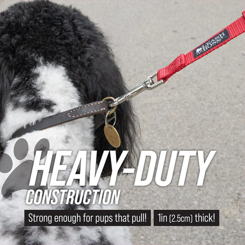 Leash Boss Traffic Handler - Short Dog Leash with Traffic Handle for Large Dogs, Great for Training (12 in, Red)