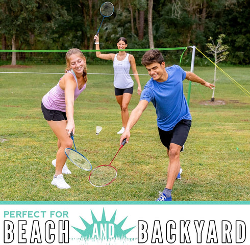 Franklin Sports Badminton Racket + Birdie Set, Replacement Equipment for Kids and Adults, 2 Player and 4 Player Sets