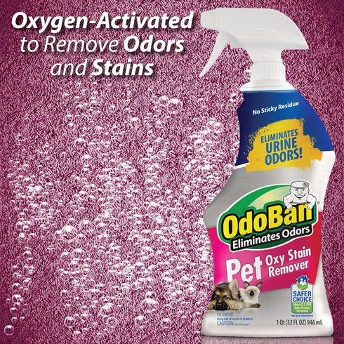 OdoBan Pet Solutions Oxy Stain Remover - Pet Stain Eliminator, 4-Pack, 32 Ounce Spray Each
