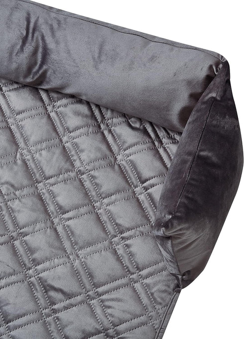 Brilliant Sunshine Premium Grey Silky Velvet Pet Sofa Bed, Waterproof Washable Couch Protector with Removable Bolster