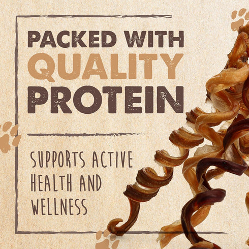 Mighty Paw Naturals Curly Bully Sticks for Dogs - Grass Fed Beef Chews, 6” Single Ingredient, 5 Pack