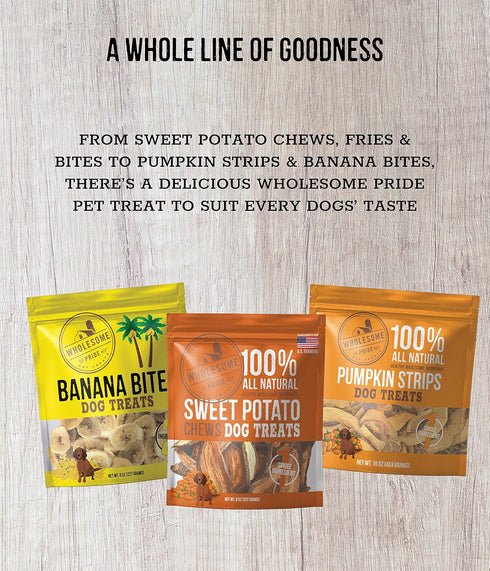 Wholesome Pride 100% All-Natural Dog Treats, Soft Banana Bites, 16oz, USA-Sourced