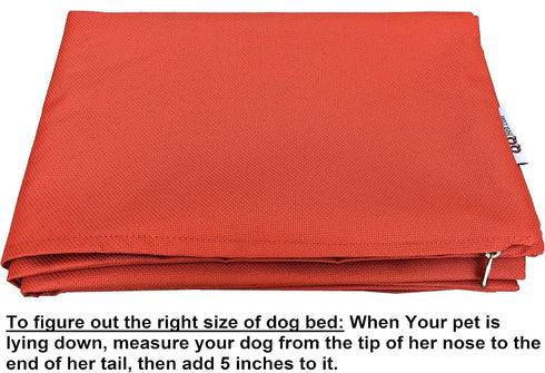 DIY Pet Bed Pillow Duvet, Waterproof Cover for Dog or Cat in Medium 37"X29" Vibrant Tangerine Tango Color