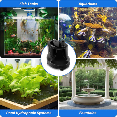 Simple Deluxe 660GPH Submersible Water Pump, 2500L/H 45W, 3 Nozzles, 8.2ft High Lift for Aquarium, Pond, Hydroponics