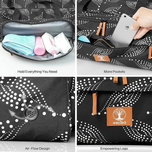 Yoga Mat Bag, 8-Pocket Gym Bag Fits 1/2" Thick Mat & Blocks, Detachable Straps, Large Tote for Women, Men
