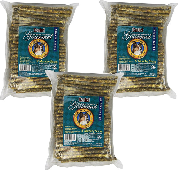 Cadet Munchy Chicken Stick, 5-Inch by 9-10mm, 100-Count (3 Packages)