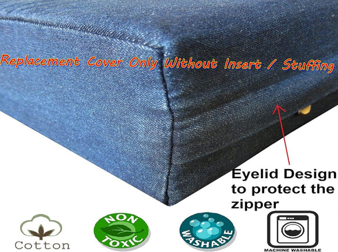 Dogbed4less XXL 55X37X4 Inches Blue Denim Jean Dog Pet Bed, Replacement Cover Only