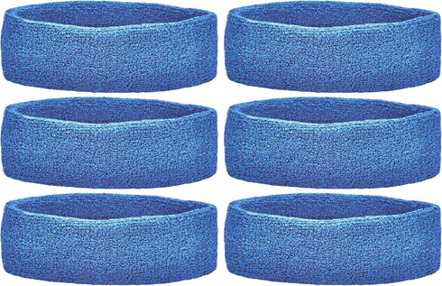Unique Sports Team Headbands, Pack of 6, Blue