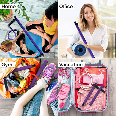 Portable Pilates Bar Kit with Resistance Bands, Guided 8-Week Pilates Plan for Home Equipment