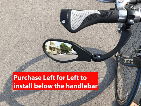 Hafny New Handlebar Bike Mirror - HD Glass Lens, Blast-Resistant, HF-MR088LS (Left Side, Blue Glass)