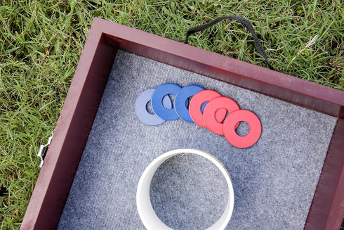 TRIUMPH SPORTS USA Premium Washer Toss Game, Includes 2 Felt-Lined Washer Boxes and Steel Washers, Brown