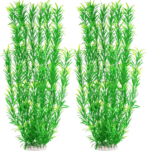 MyLifeUNIT 21 Inches Tall Plastic Aquarium Plants for Fish Tank Decorations and Aquarium Decor (Green)