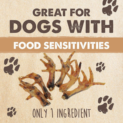 Mighty Paw Naturals Chicken Feet Dog Treats (30 Pack) | 100% Natural Dehydrated Chicken Feet for Dogs