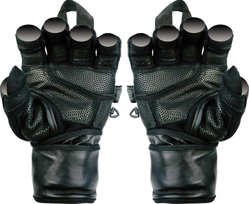 2" 7 5/8" 8") Epic Leather Gym Gloves with Built in Wide Wrist Wraps Best Grip & Design for Weightlifting Power Lifting