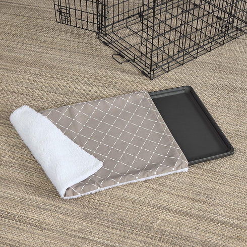 MidWest Homes for Pets Quiet Time Reversible Crate Pan Cover, 24' Mushroom Diamond/Fleece, Small