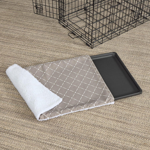 MidWest Homes for Pets Quiet Time Reversible Crate Pan Cover 36' in Mushroom Diamond/Fleece