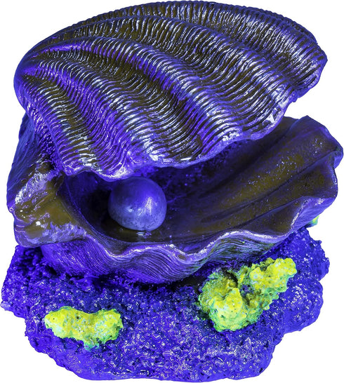 GloFish Clam Ornament, Detailed Aquarium Ornament, Hideaway for Fish