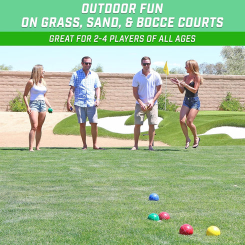 GoSports 90 mm Bocce Ball Sets, Outdoor Lawn Game in Composite or Resin for Family Fun