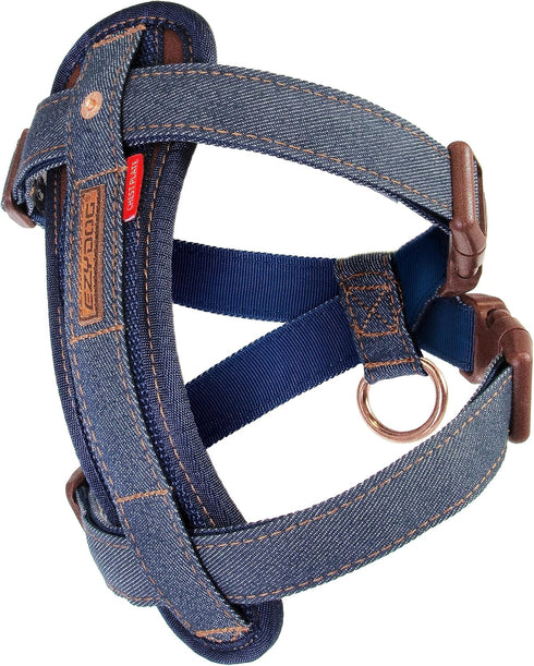 EzyDog Premium Chest Plate No-Pull Padded Comfort Dog Harness for Training and Walking (X-Small, Denim)
