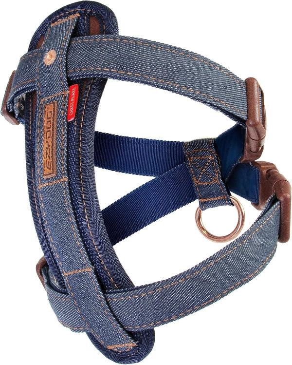 EzyDog Premium Chest Plate No-Pull Padded Comfort Dog Harness for Training and Walking (X-Small, Denim)