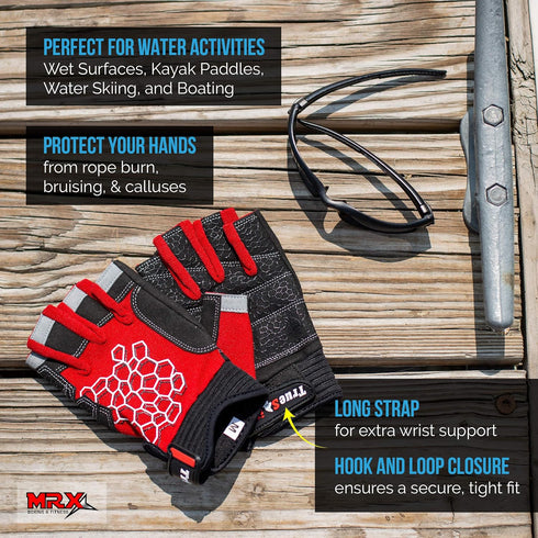 MRX BOXING & FITNESS Sailing Gloves, Sticky Palm Gripy Glove for Yachting, Kayak, Fishing, Multi Colors
