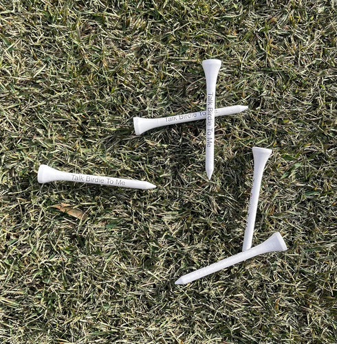 Funny Personalized White Talk Birdie to Me Golf Tees with Black Mesh Bag, 70 mm, 35 Count, Fun Golf Accessory