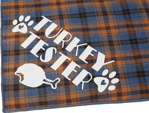 Thanksgiving Bandana for Small Medium Dogs - Turkey Taster Blue Pet Scarf