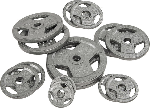 Signature Fitness Cast Iron Weight Plate for Strength Training and Weightlifting, Standard or Olympic, Available in