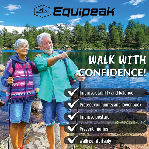 Trekking Poles for Hiking - 2 Folding Walking Sticks with Cork & Eva Grip, Lightweight Collapsible for Backpacking