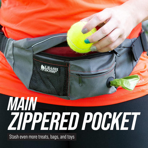 Leash Boss Portable Dog Treat Pouch for Training, Fanny Pack Waist Belt Transport, Kibble Snack Container