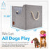 Dog Toy Box, Foldable Cube Storage Bin with Cutout Window, Stylish Earth Tone Design, 12x12x11.25 inch