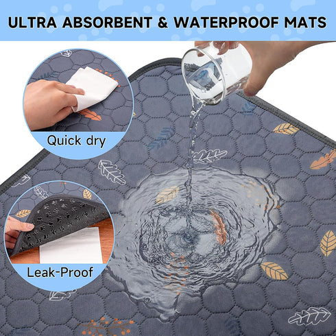 2-Pack 36" 48" Sunheir Extra Large Reusable Dog Mat for Floor, Dog Playpen, Non-Slip Waterproof Pee Pads, Super