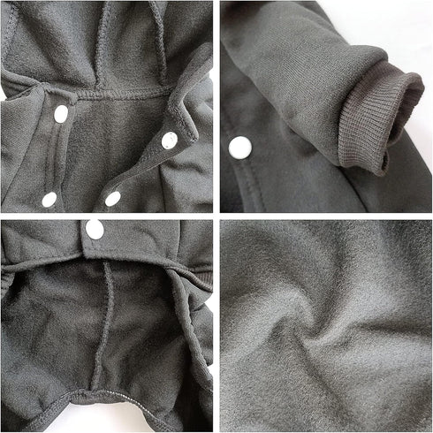 Dog Hoodie Fleece Sweatshirt with Buttons - Cold Weather Coats & Pajamas for Small Medium Large Dogs