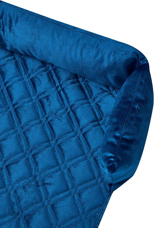 Premium Blue Silky Velvet Pet Sofa Bed - Slip Resistant, Waterproof, Washable Couch Protector with Removable Bolster