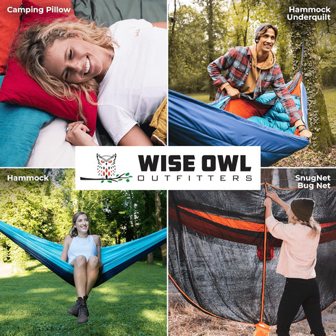 Wise Owl Outfitters Camping Pillow - Memory Foam Travel Pillow for Airplane Sleeping, Hiking, and Outdoor Use