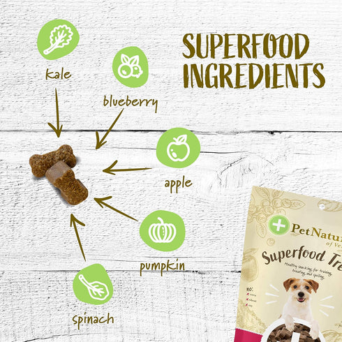 Pet Naturals Superfood Dog Treats, Blueberry and Kale, No Corn or Wheat, Healthy Snacks for Training, 100 Chews